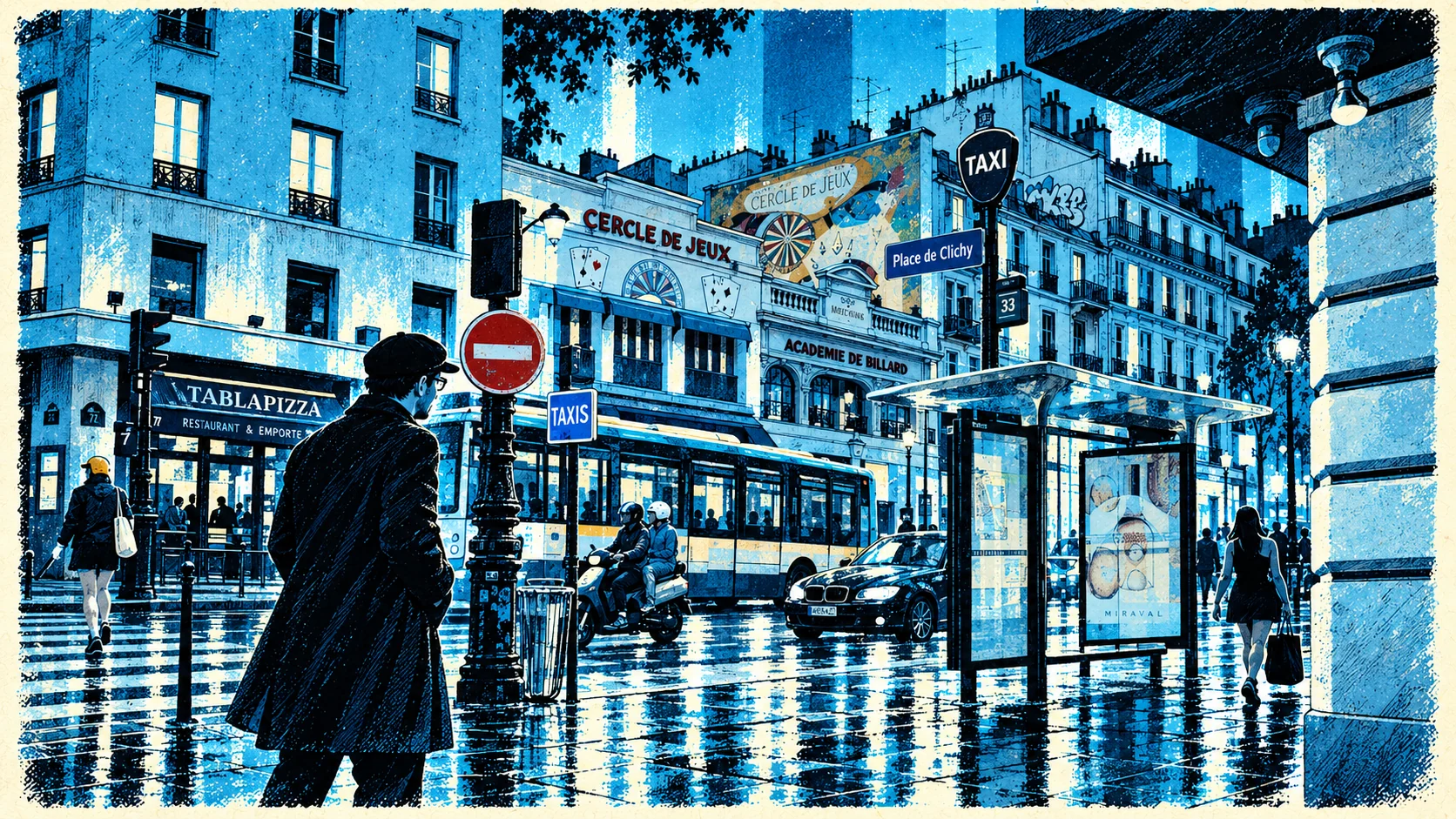 Illustrated scene from A Story In Paris
