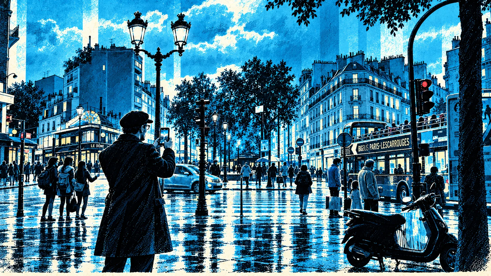 Illustrated scene from A Story In Paris