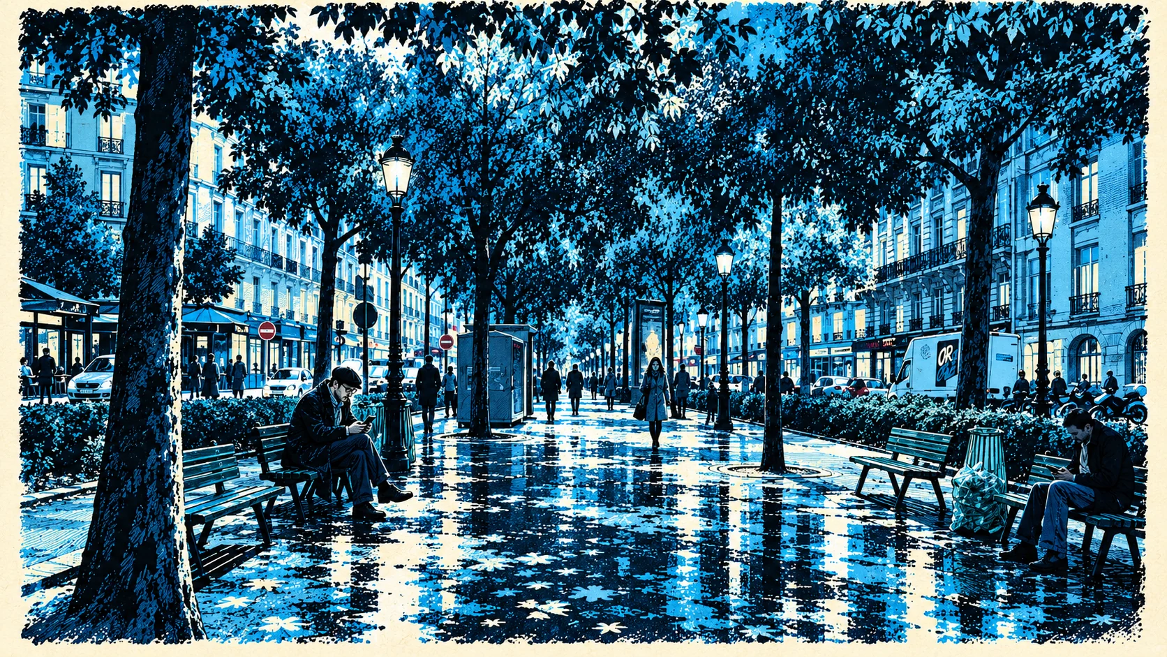 Illustrated scene from A Story In Paris