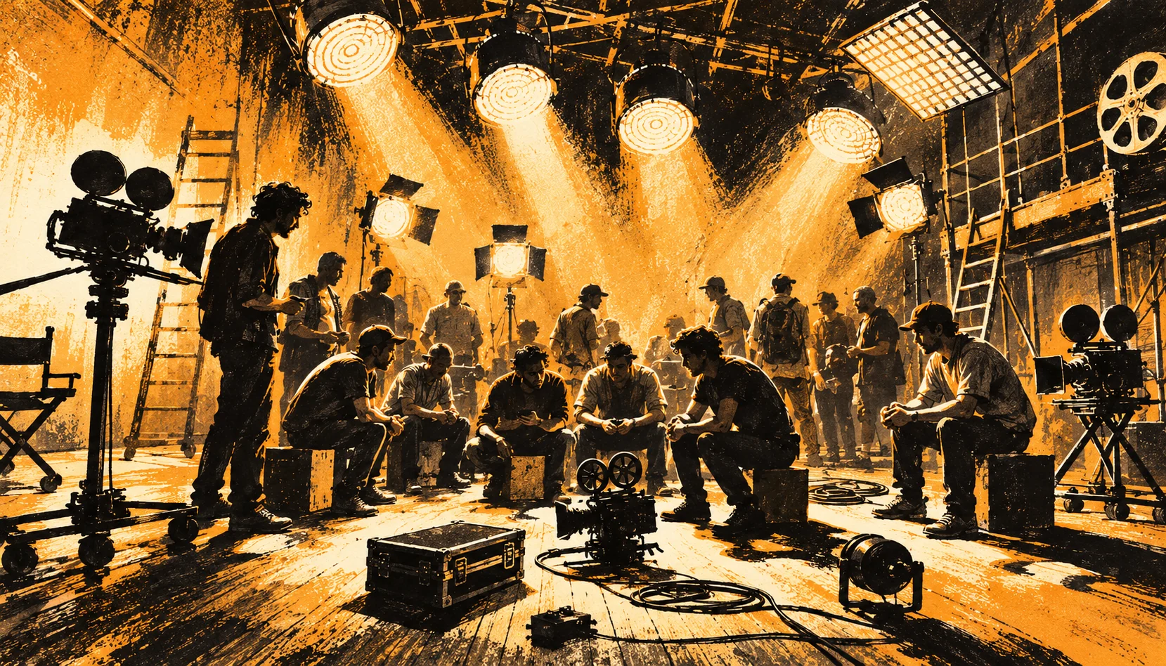 Illustrated scene from The Background Performers