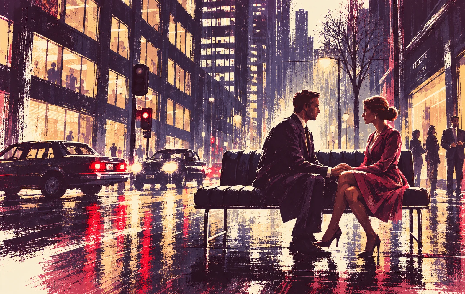 Illustrated scene from Love For Sale