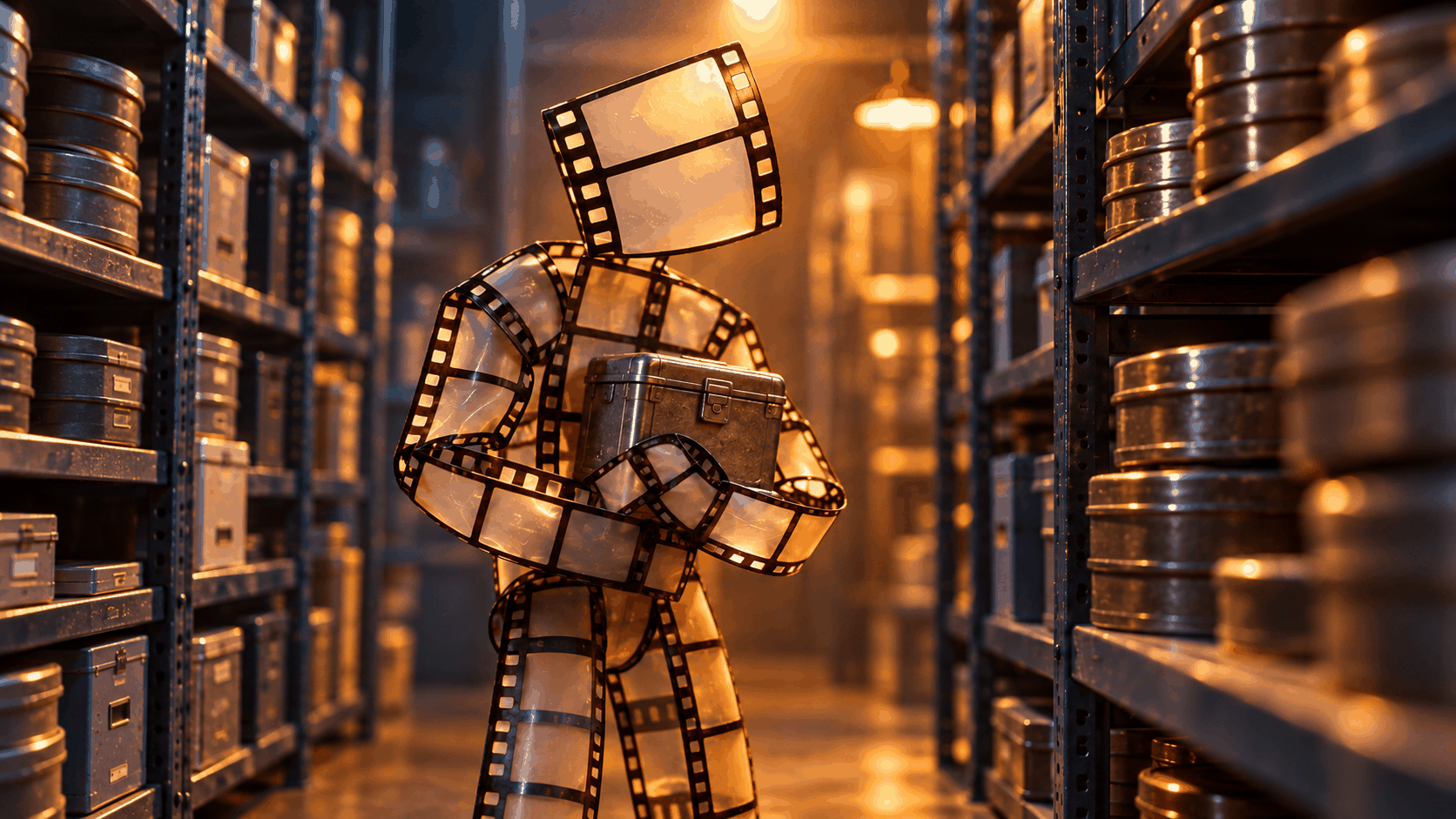 El señor de los fotogramas observa un estuche cerrado en un archivo de documentos.